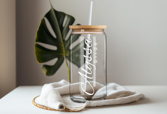Personalized Iced Coffee Glass Tumbler DECALS | Beer Can Glass Stickers | Bridesmaid Proposal Gift | Custom Bachelorette Vinyl Sticker