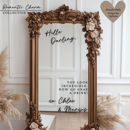 Welcome to our Wedding Entry Sign | Custom Selfie Mirror Decals | Removable Vinyl Sticker | Decals Only  | ROMANTIC CHARM | BAA1975