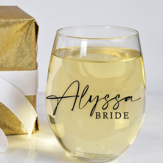 Custom Name Decals | Wine Glass Stemmed or Stemless Vinyl Stickers | Weddings,Bachelorette or Special Events | LUSH AND LUXE | BAA1974