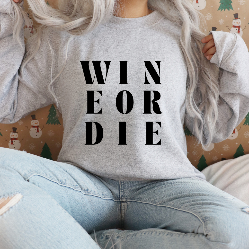 Wine or Die Iron-On Decal | Funny Wine Lover Heat Transfer for DIY Shirts, Totes & Gifts