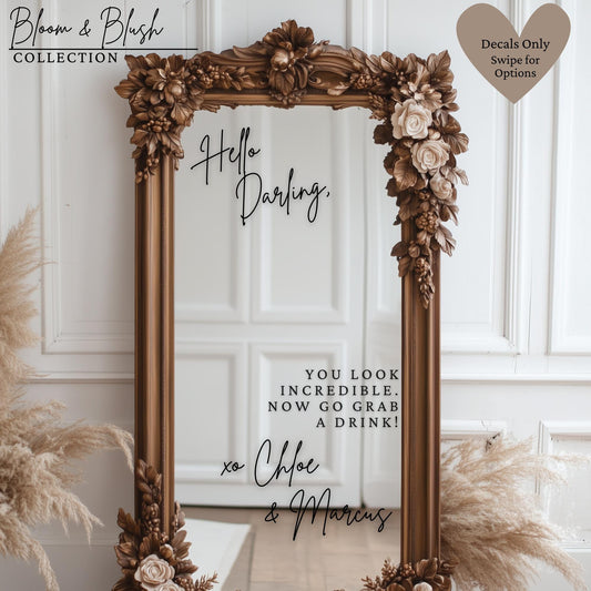 Welcome to our Wedding Entry Sign | Custom Selfie Mirror Decals | Removable Vinyl Sticker | Decals Only  | BLOOM & BLUSH | BAA1972