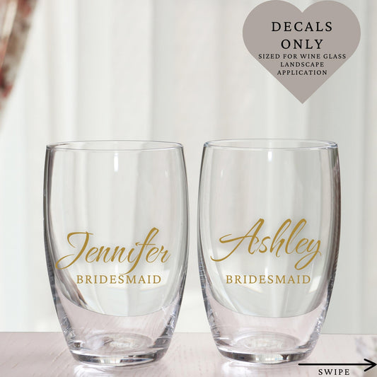 Custom Name Wine Glass Decals: Bachelorette, Wedding, Special Events