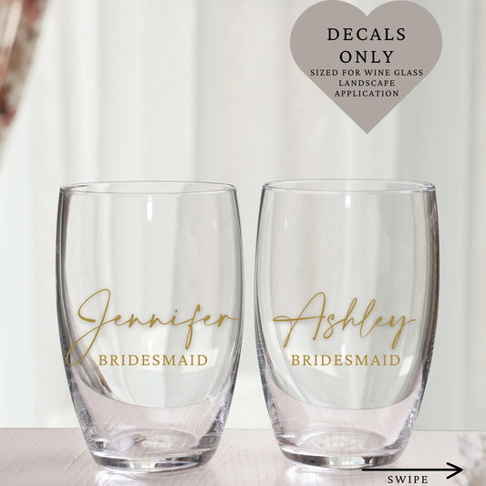 Custom Name Decals | Wine Glass Stemmed or Stemless Vinyl Stickers | Weddings,Bachelorette or Special Events | LUSH AND LUXE | BAA1974