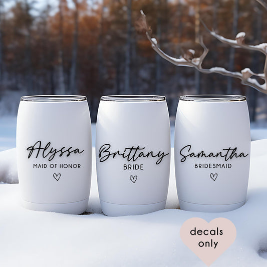Personalized Wine Tumbler DECALS | Wine Glass Stickers for any Event | Wedding | Custom Name Decals for Tumblers | Girls Getaway Weekend