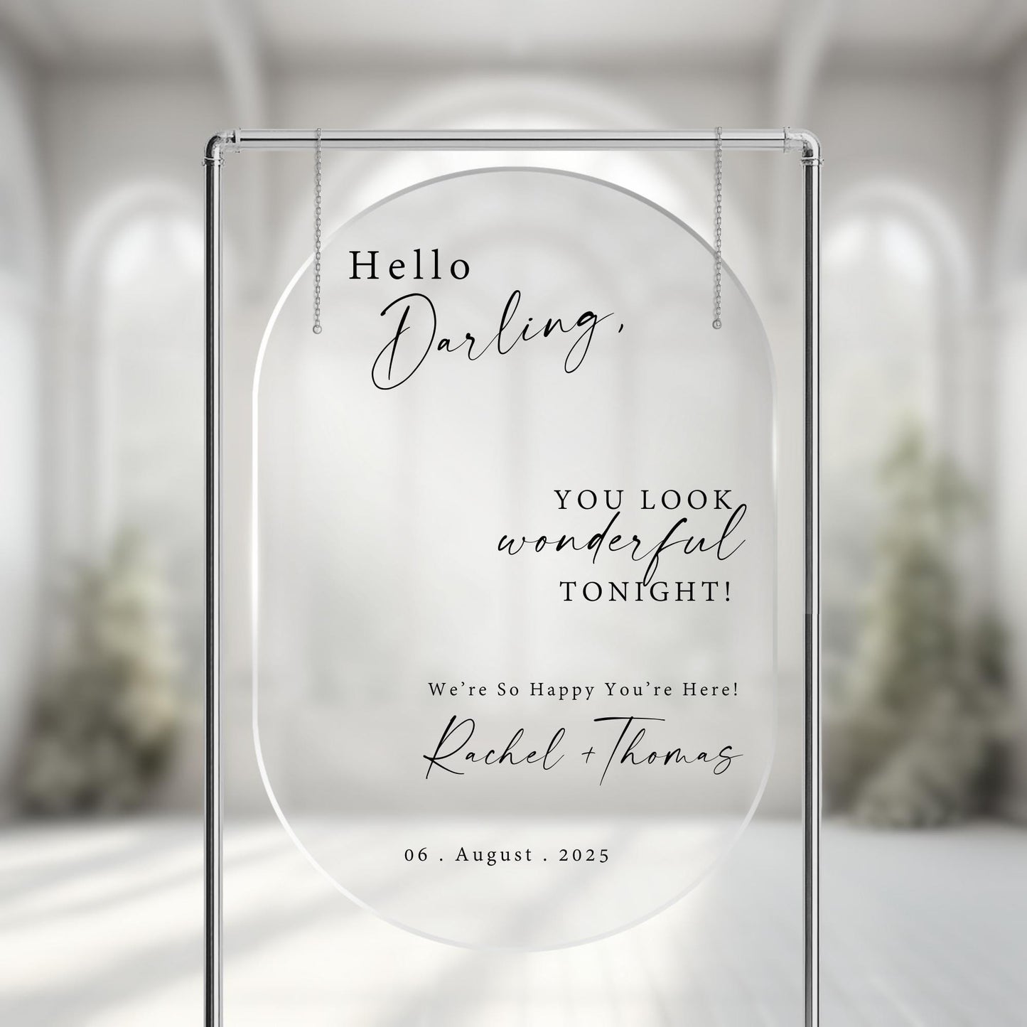 Welcome Selfie Mirror Decals | Wedding Vinyl Stickers | Wedding Acrylic Sign | Hello Darling | You Look Wonderful Tonight |DECALS ONLY
