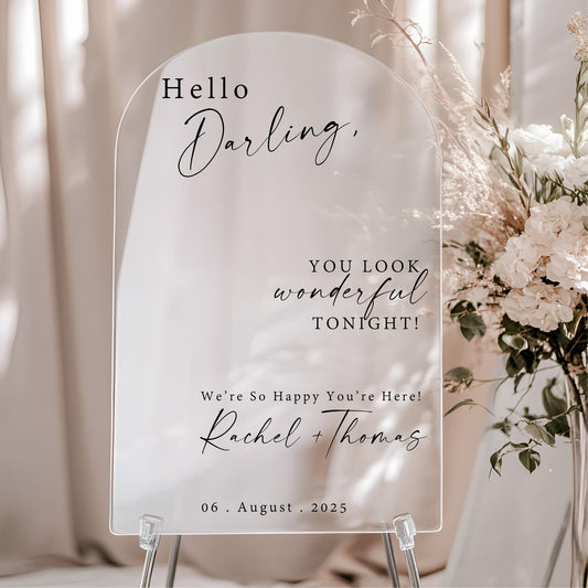 Welcome Selfie Mirror Decals | Wedding Vinyl Stickers | Wedding Acrylic Sign | Hello Darling | You Look Wonderful Tonight |DECALS ONLY
