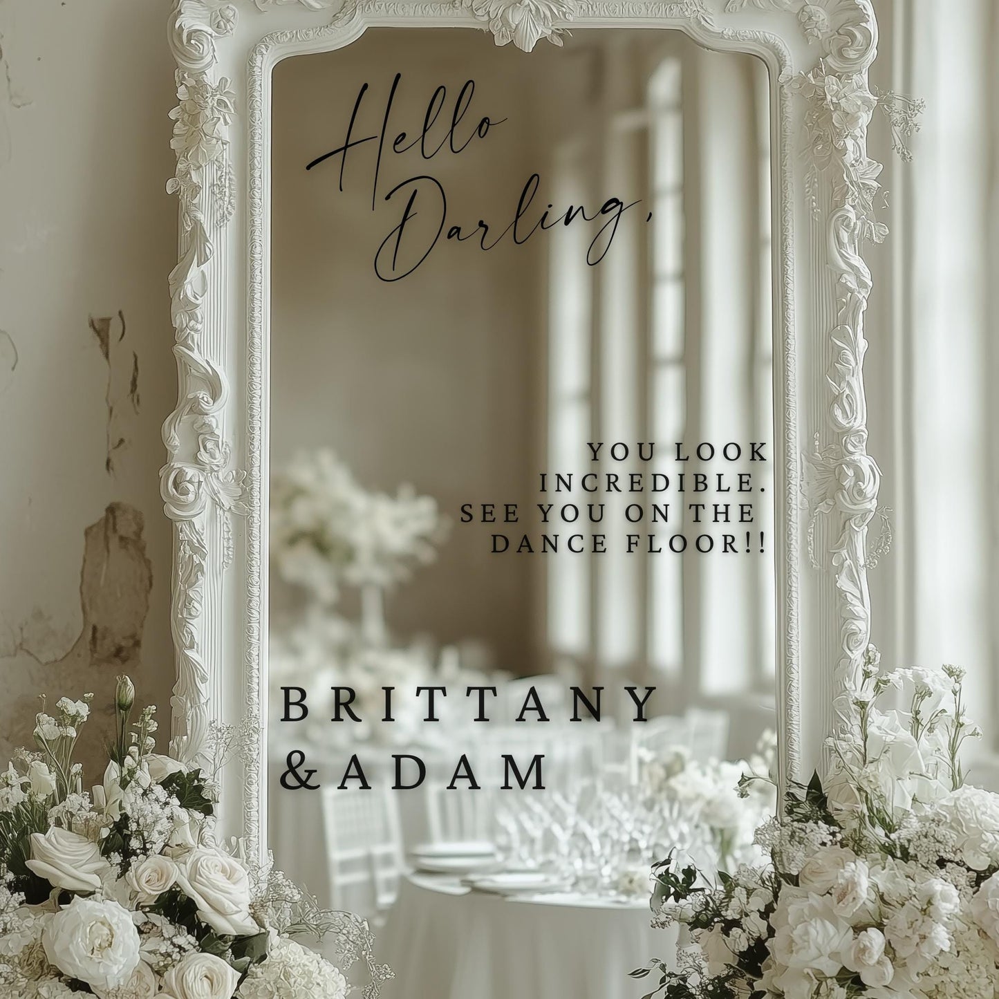 Welcome to our Wedding Entry Sign | Custom Selfie Mirror Decals | Removable Vinyl Sticker | Decals Only | DREAMY ELEGANCE | BAA1971