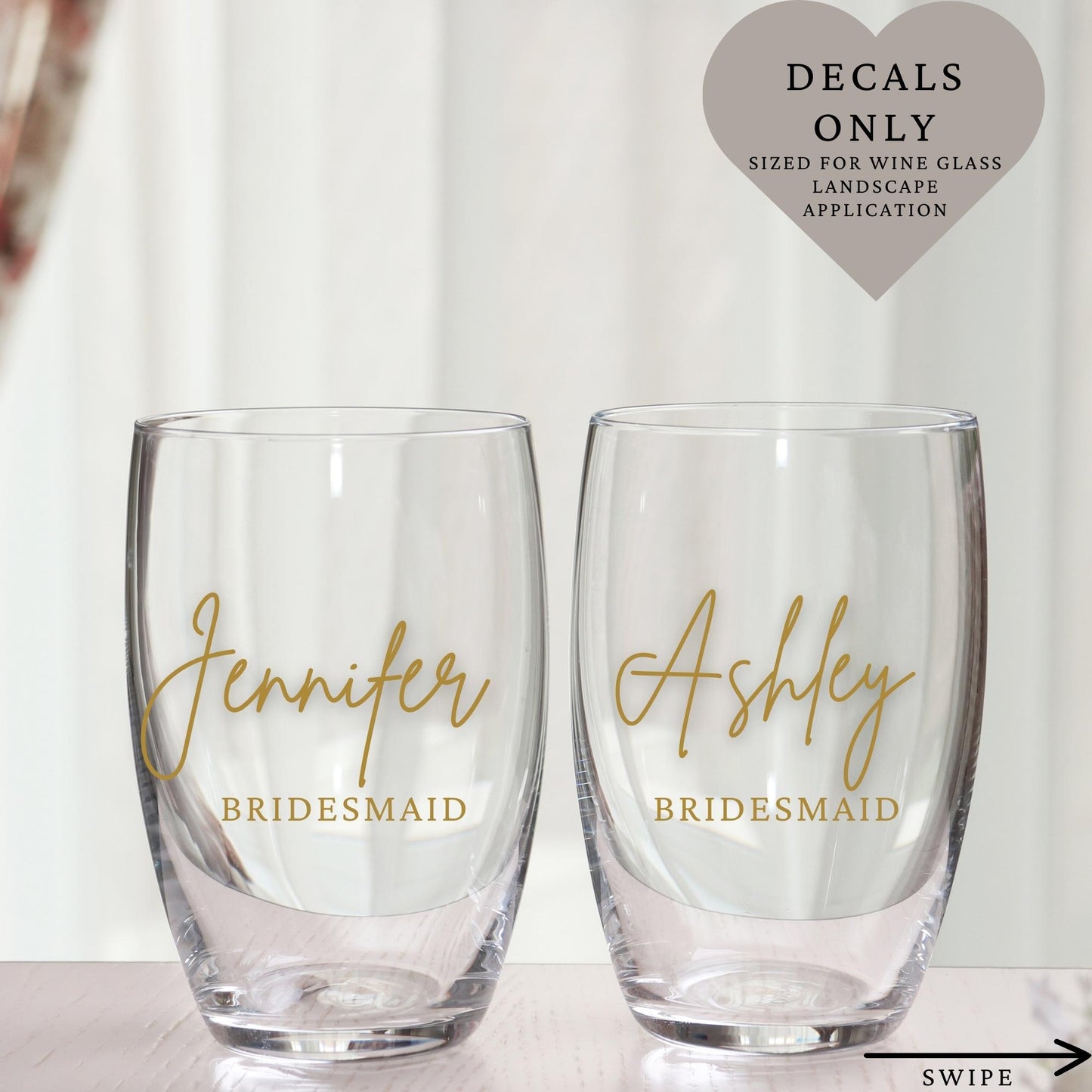 Custom Name Decals | Wine Glass Stemmed or Stemless Vinyl Stickers | Weddings,Bachelorette or Special Events | BLOOM AND BLUSH | BAA1972