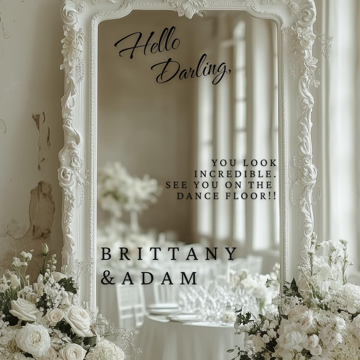Welcome to our Wedding Entry Sign | Custom Selfie Mirror Decals | Removable Vinyl Sticker | Decals Only | FLEETING VEIL | BAA1976