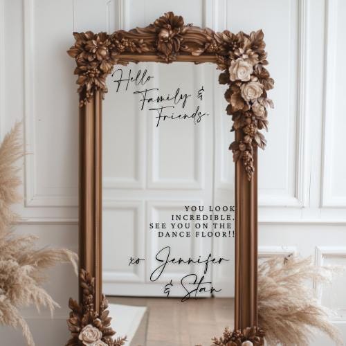 Welcome to our Wedding Entry Sign | Custom Selfie Mirror Decals | Wedding Decor | Wedding Removable Vinyl Sticker | | DECALS ONLY