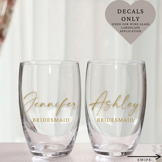 Custom Name Wine Glass Decals: Bachelorette, Wedding, Special Events