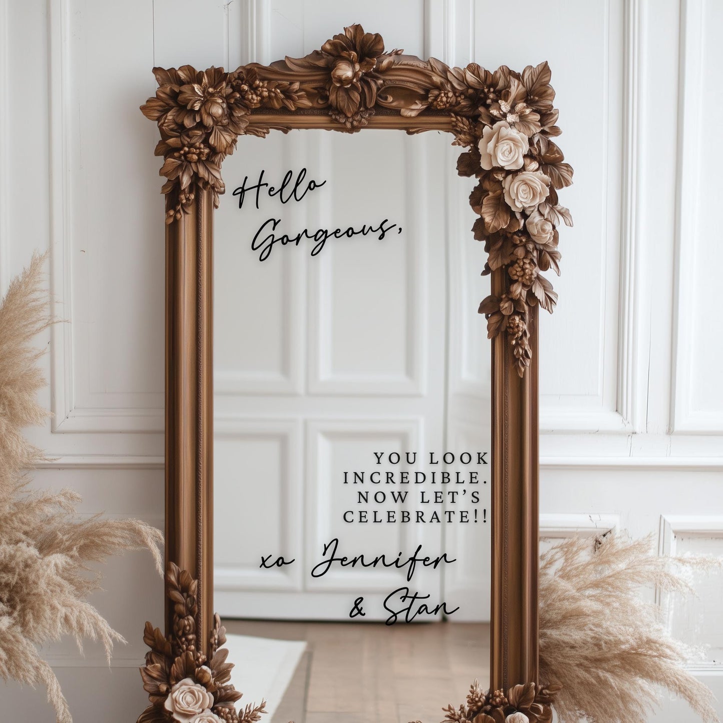 Welcome to our Wedding Entry Sign | Custom Selfie Mirror Decals | Removable Vinyl Sticker | Decals Only | ROMANTIC CHARM | BAA1975