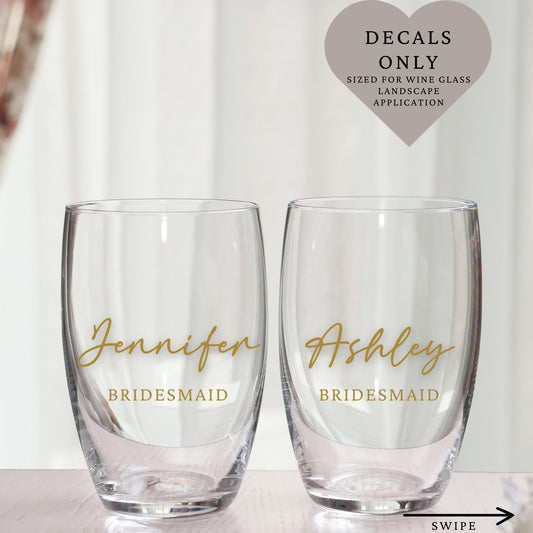 Custom Name Decals | Wine Glass Stemmed or Stemless Vinyl Stickers | Weddings,Bachelorette or Special Events | ROMANTIC CHARM | BAA1975