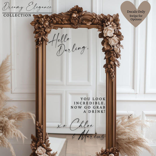 Welcome to our Wedding Entry Sign | Custom Selfie Mirror Decals | Removable Vinyl Sticker | Decals Only  | DREAMY ELEGANCE | BAA1971