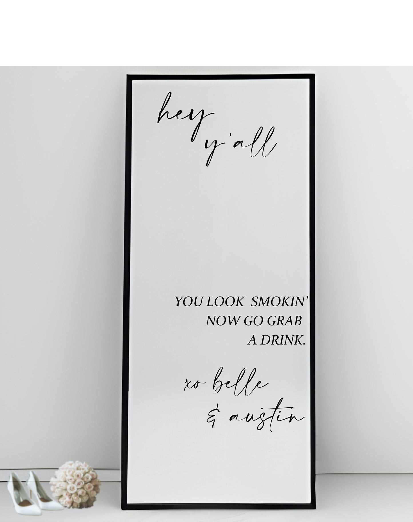 Hey Y'all | WeddingWelcome Selfie Mirror Decals|Stickers|Removable||Go Grab a Drink|Let's Celebrate|Get on the Dance Floor|Customizable