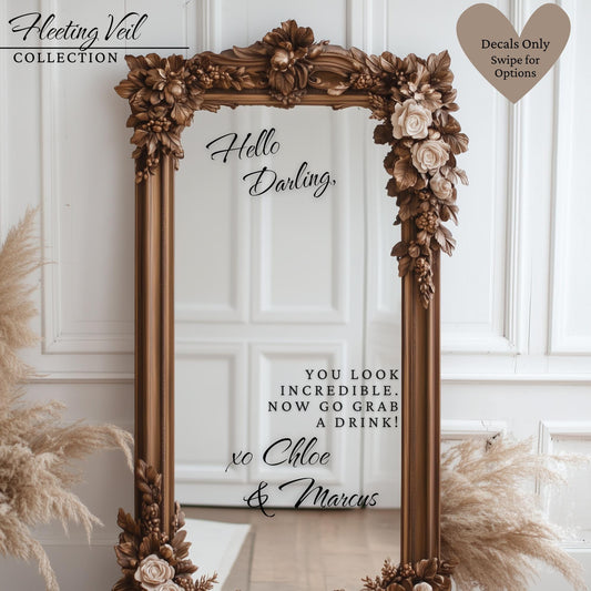 Welcome to our Wedding Entry Sign | Custom Selfie Mirror Decals | Removable Vinyl Sticker | Decals Only  | FLEETING VEIL | BAA1976