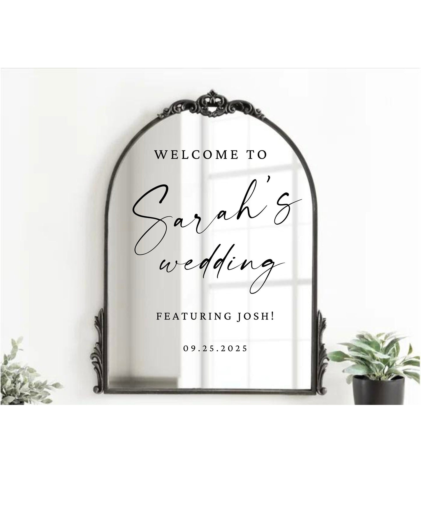 Welcome to the Bride's Wedding Featuring the Groom | Bride's Wedding Selfie Welcome mIrror Vinyl Stickers | Black & White Wedding