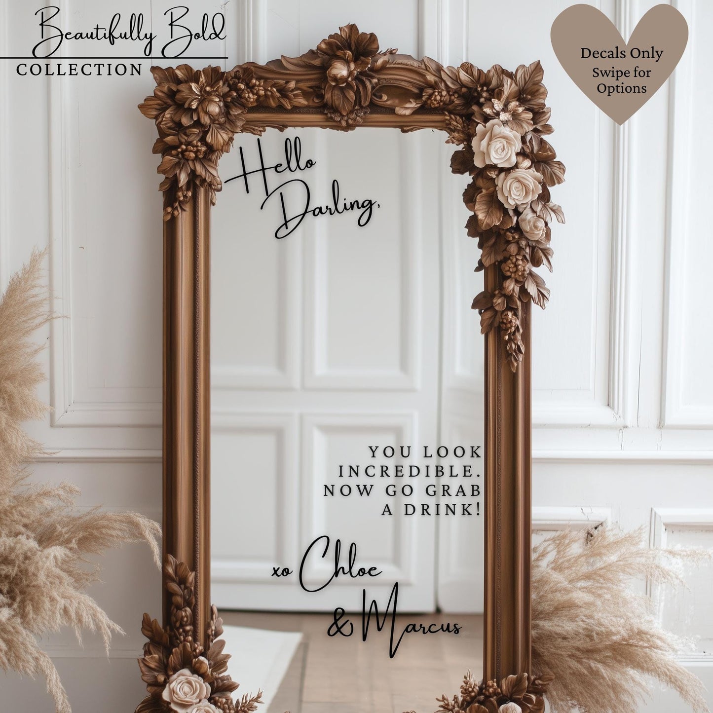 Welcome to our Wedding Entry Sign | Custom Selfie Mirror DECALS | Removable Vinyl Sticker | Decals Only | BEAUTIFULLY BOLD | BAA1977
