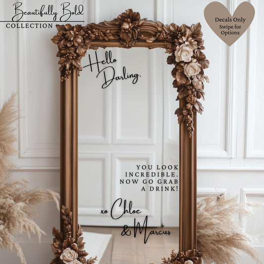 Welcome to our Wedding Entry Sign | Custom Selfie Mirror DECALS | Removable Vinyl Sticker | Decals Only  | BEAUTIFULLY BOLD | BAA1977