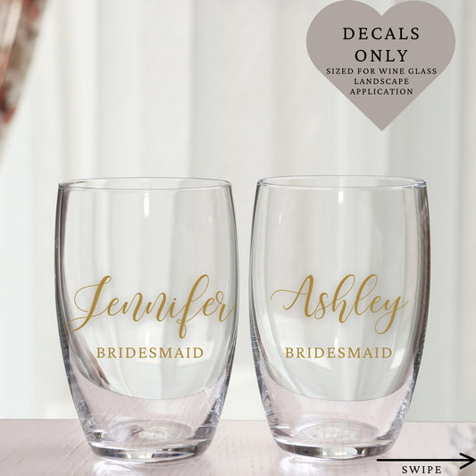 Custom Name Decals | Wine Glass Stemmed or Stemless Vinyl Stickers | Weddings,Bachelorette or Special Events | RADIANCE AND  GRACE | BAA1973