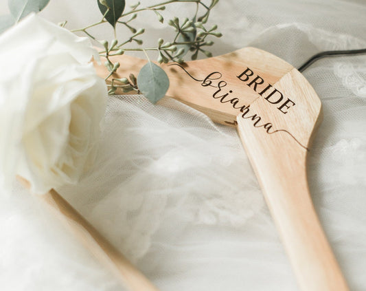 Personalized Vinyl DECALS for Wedding Dress Hangers – Perfect for Bride, Bridesmaids & Bridal Party Gifts. A keepsake that’s photo-ready!