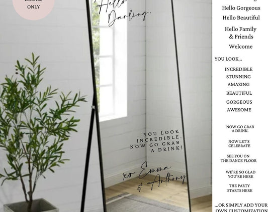 Welcome to our Wedding Entry Sign | Custom Selfie Mirror Decals | Wedding Decor | Wedding Removable Vinyl Sticker |  | DECALS ONLY