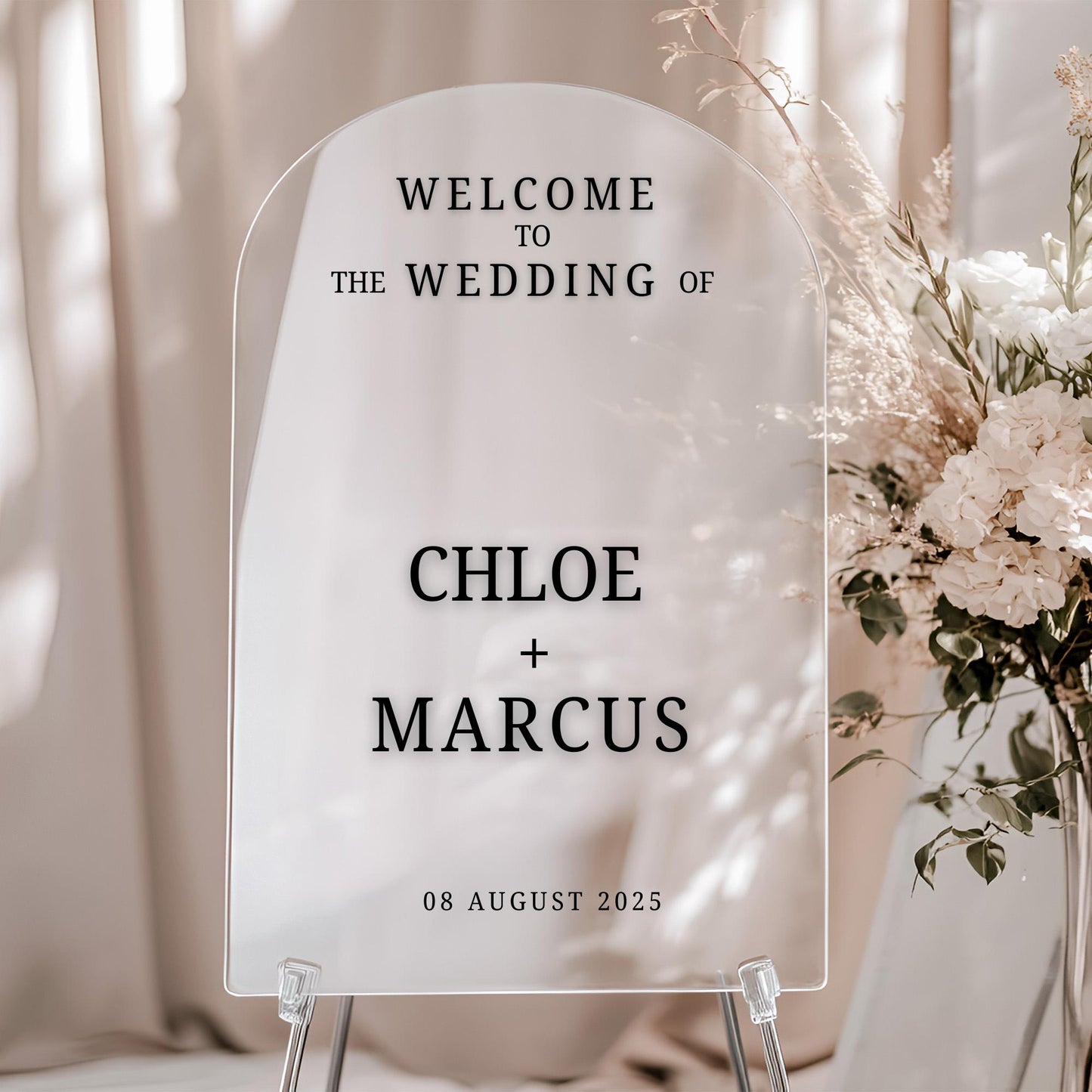 Custom Wedding Welcome Sign DECALS – Personalized Vinyl Stickers for Mirrors, Wood, Acrylic, Archways & Canvas Event Signage