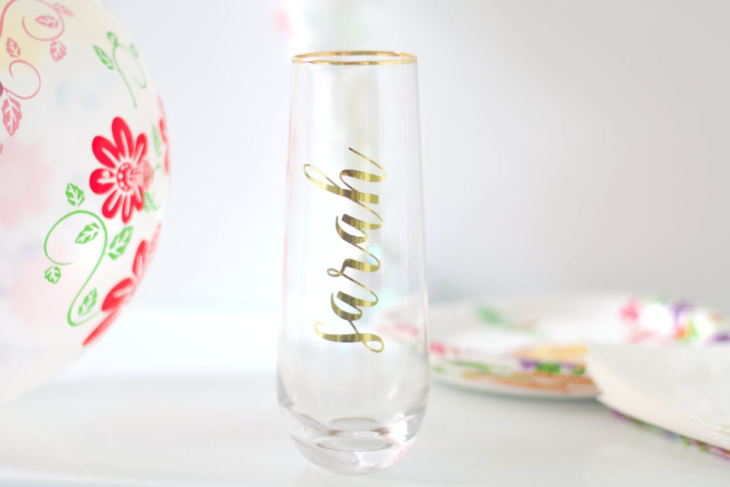 Bridal Party Gift | Custom Vinyl Decals |Champagne or Wine Glass Sticker |Wedding or Bachelorette | Maid of Honor Bridesmaid Personalization