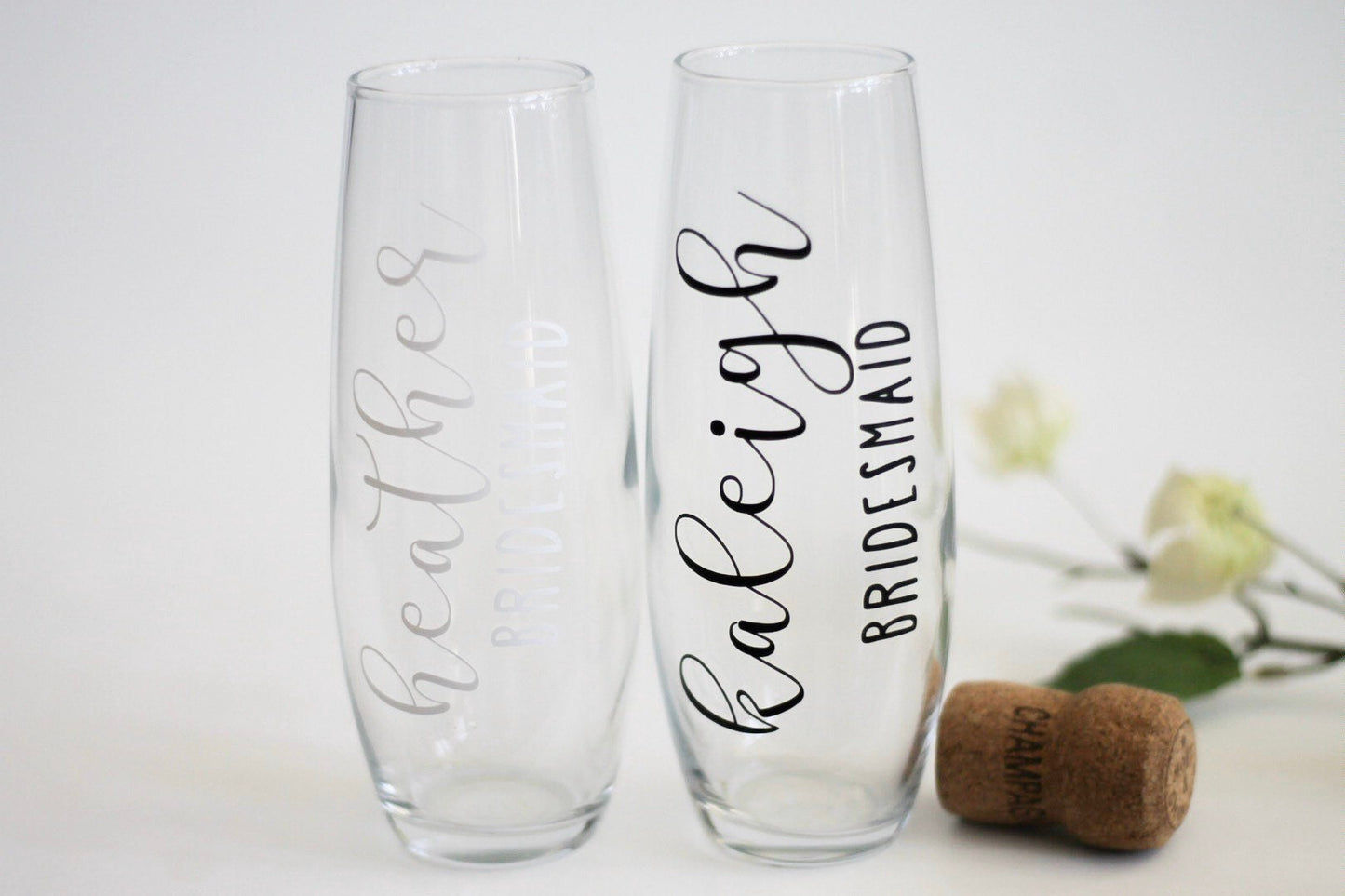 Custom Name Decals | Wine Glass or Champagne Flute Vinyl Stickers | Wedding, Bachelorette or Special Events Stickers | Personalized Gifts