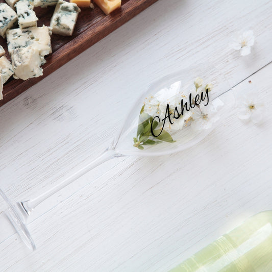 Custom Name Decals | Wine Glass or Champagne Flute Vinyl Stickers | Wedding, Bachelorette or Special Events Stickers | Personalized Gifts