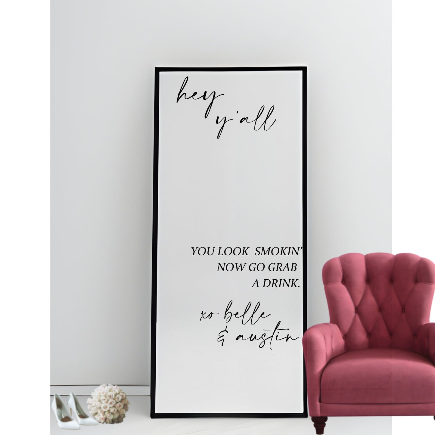Hey Y'all | WeddingWelcome Selfie Mirror Decals|Stickers|Removable||Go Grab a Drink|Let's Celebrate|Get on the Dance Floor|Customizable