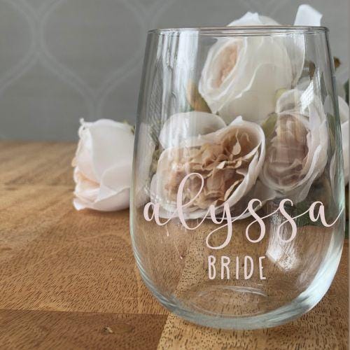 Custom Name Decals | Wine Glass or Champagne Flute Vinyl Stickers | Wedding, Bachelorette or Special Events Stickers | Personalized Gifts