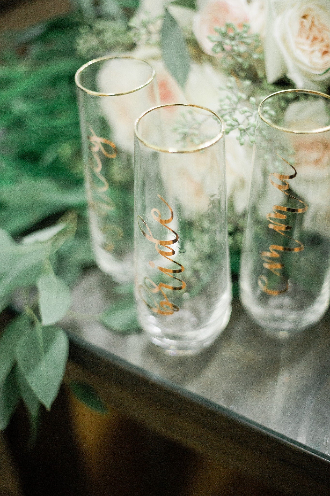 Bridal Party Gift | Custom Vinyl Decals |Champagne or Wine Glass Sticker |Wedding or Bachelorette | Maid of Honor Bridesmaid Personalization
