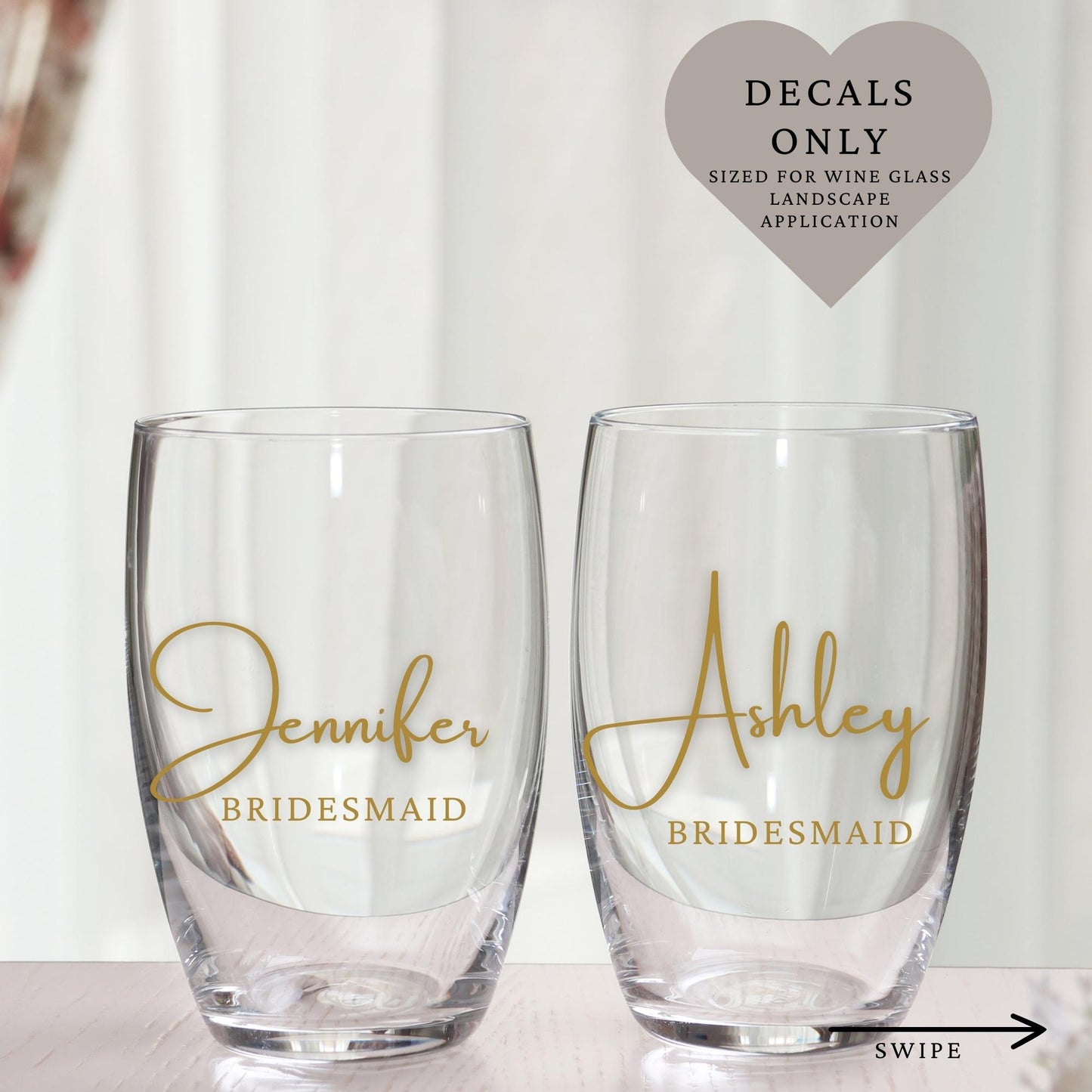 Custom Name Wine Glass Decals: Bachelorette, Wedding, Special Events