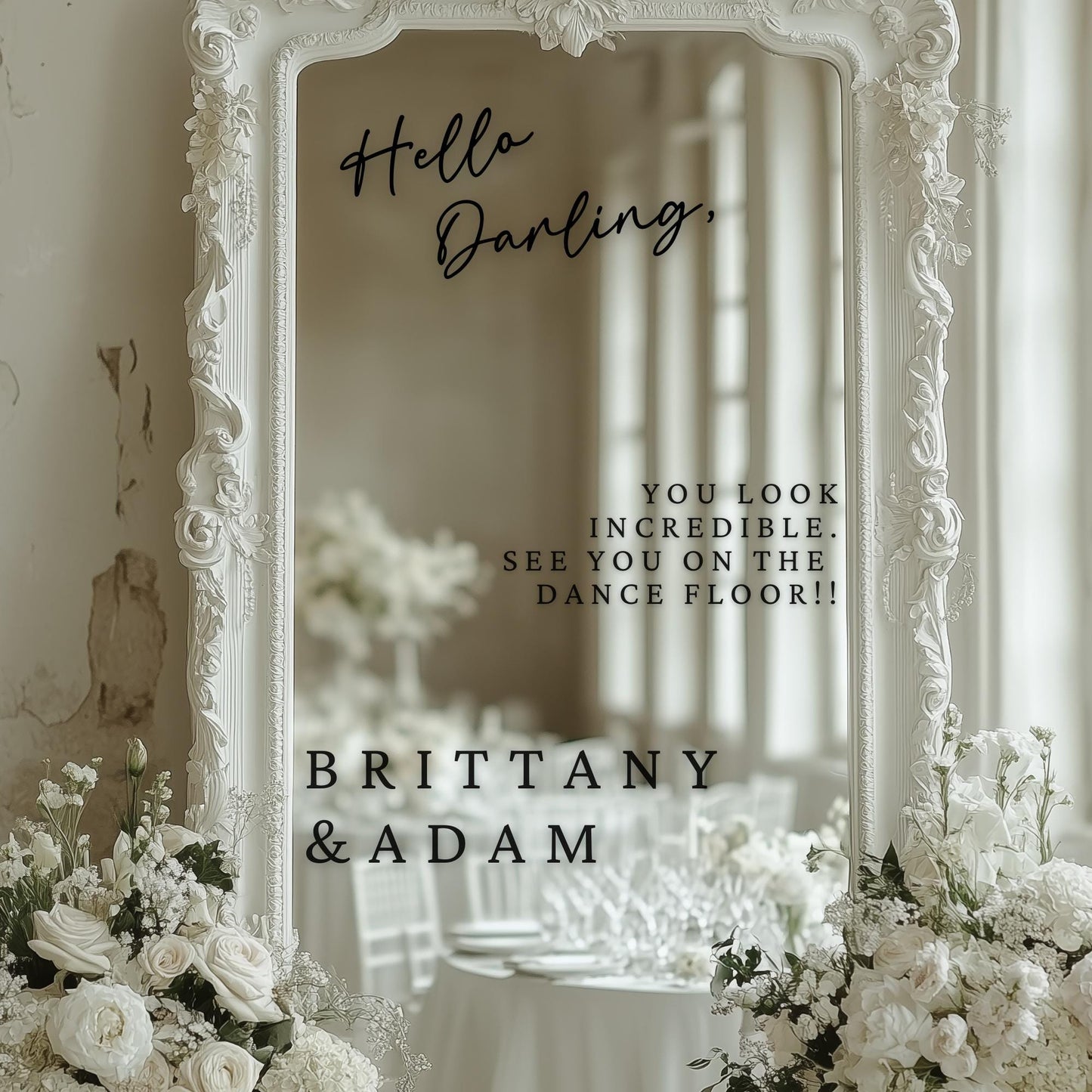 Welcome to our Wedding Entry Sign | Custom Selfie Mirror Decals | Removable Vinyl Sticker | Decals Only  | ROMANTIC CHARM | BAA1975