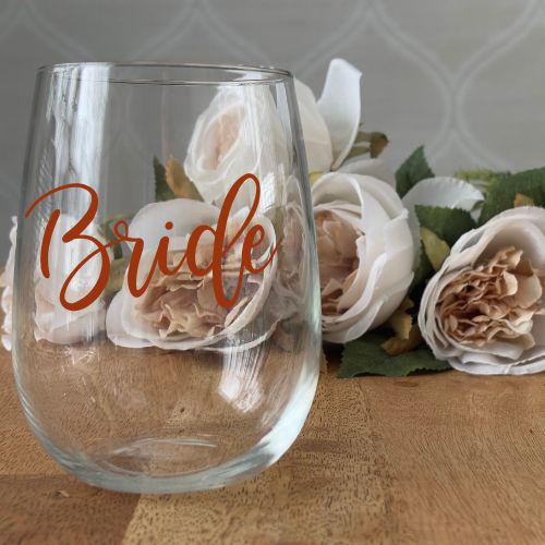 Bridal Party Gift | Custom Vinyl Decals |Champagne or Wine Glass Sticker |Wedding or Bachelorette | Maid of Honor Bridesmaid Personalization
